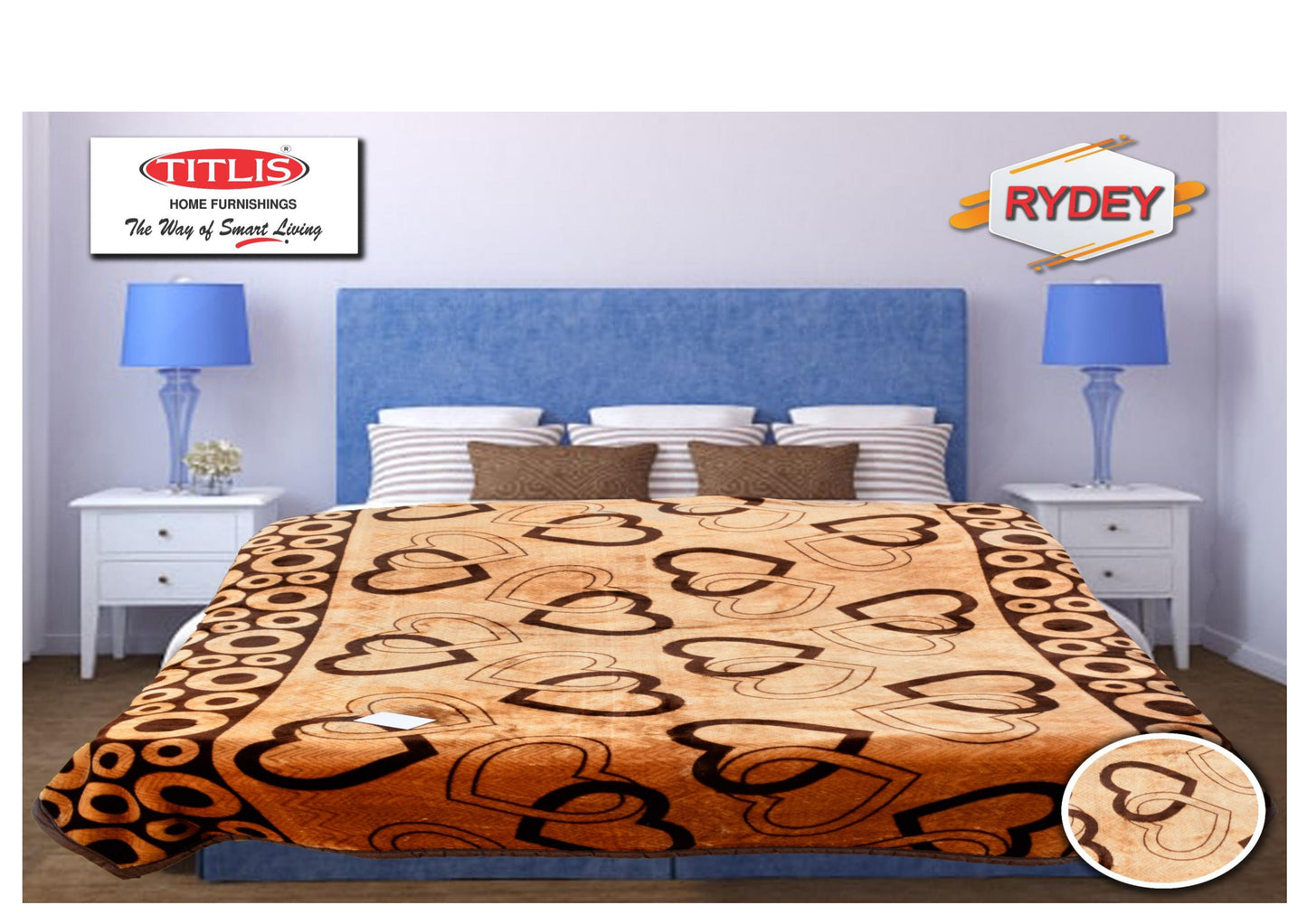 TITLIS Single Bed Blanket - RYDEY (1.8 Kg., 1 Ply) - 20 Blankets with PVC Bags (Wholesale Pack Carton)