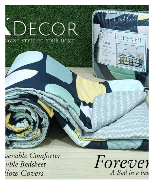 KDECOR 4 Piece Comforter Set - Forever (Wholesale Pack of 14 Sets of Assorted Designs)