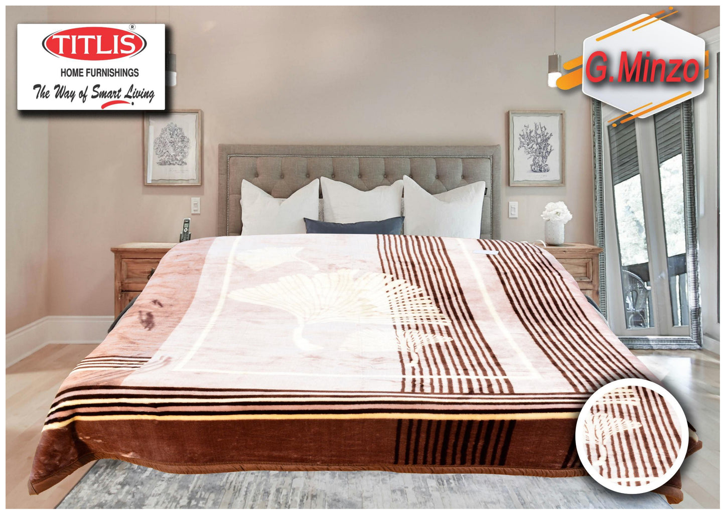 TITLIS Double Bed Blanket - GLITTER MINZO (4 Kg., 1 Ply) - 12 Blankets with PVC Bags (Wholesale Pack Carton)