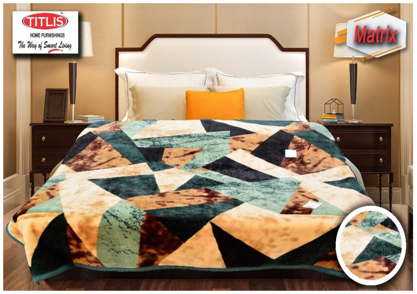 TITLIS Double Bed Blanket - MATRIX (4.1 Kg., 1 Ply) - 5 Blankets in Box Packing (Wholesale Pack Carton)