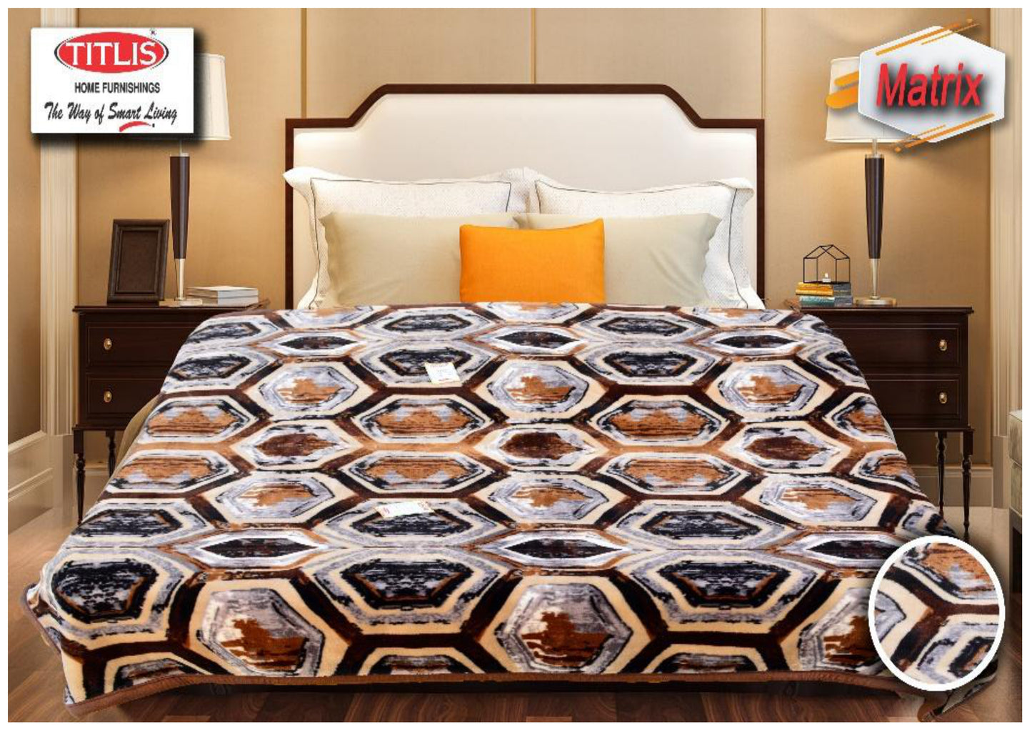 TITLIS Double Bed Blanket - MATRIX (4.1 Kg., 1 Ply) - 5 Blankets in Box Packing (Wholesale Pack Carton)