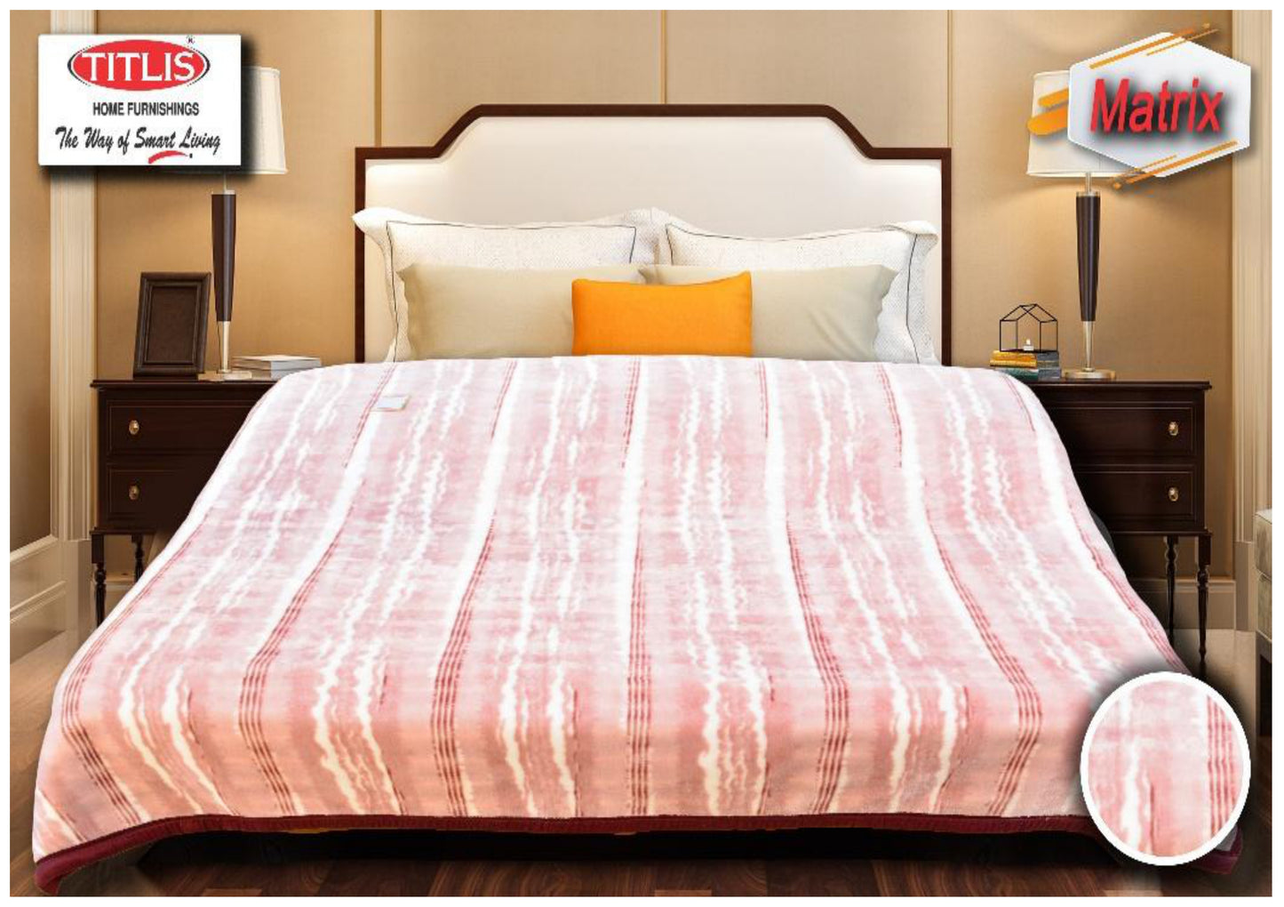 TITLIS Single Bed Blanket - MATRIX (2.8 Kg., 1 Ply) - 16 Blankets with PVC Bags (Wholesale Pack Carton)