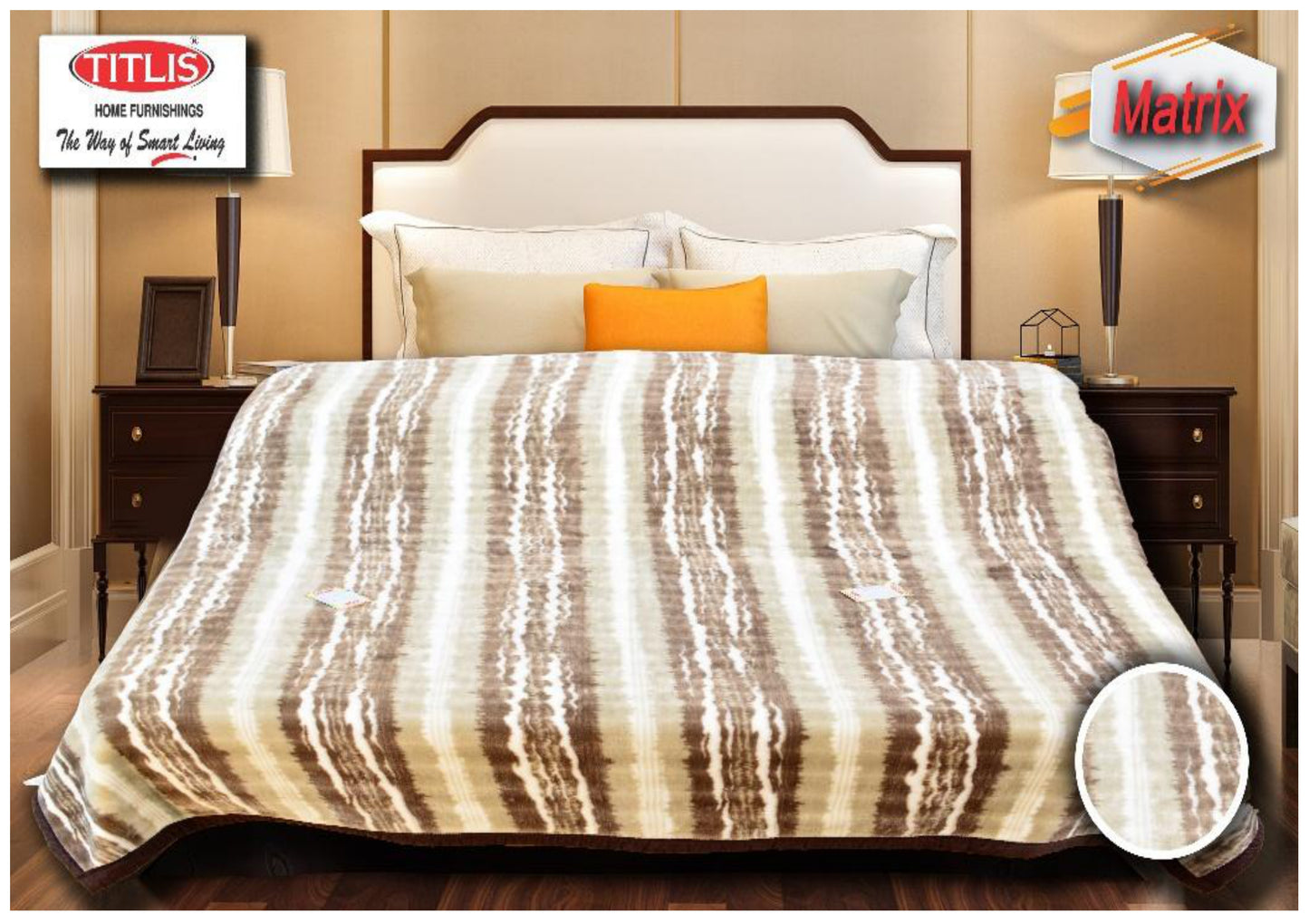 TITLIS Double Bed Blanket - MATRIX (4.1 Kg., 1 Ply) - 5 Blankets in Box Packing (Wholesale Pack Carton)