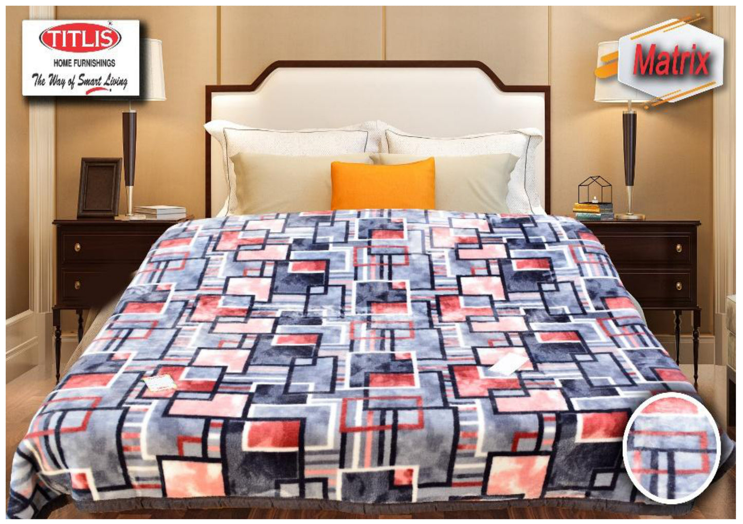TITLIS Single Bed Blanket - MATRIX (2.8 Kg., 1 Ply) - 16 Blankets with PVC Bags (Wholesale Pack Carton)