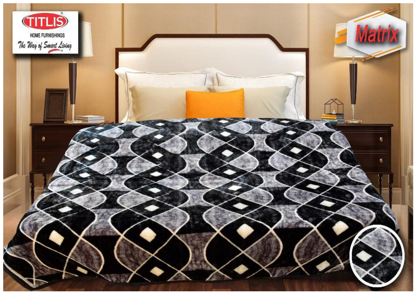 TITLIS Single Bed Blanket - MATRIX (2.8 Kg., 1 Ply) - 16 Blankets with PVC Bags (Wholesale Pack Carton)