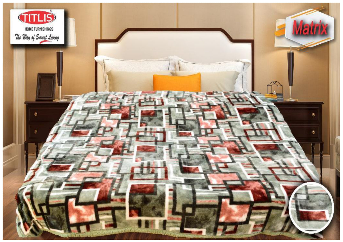 TITLIS Single Bed Blanket - MATRIX (2.8 Kg., 1 Ply) - 16 Blankets with PVC Bags (Wholesale Pack Carton)