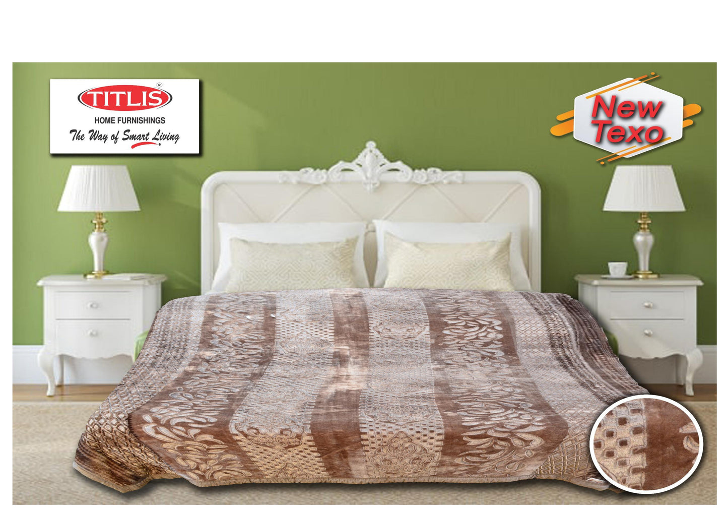 TITLIS Double Bed Blanket - TEXO (2.8 Kg., 1 Ply) - 16 Blankets with PVC Bags (Wholesale Pack Carton)