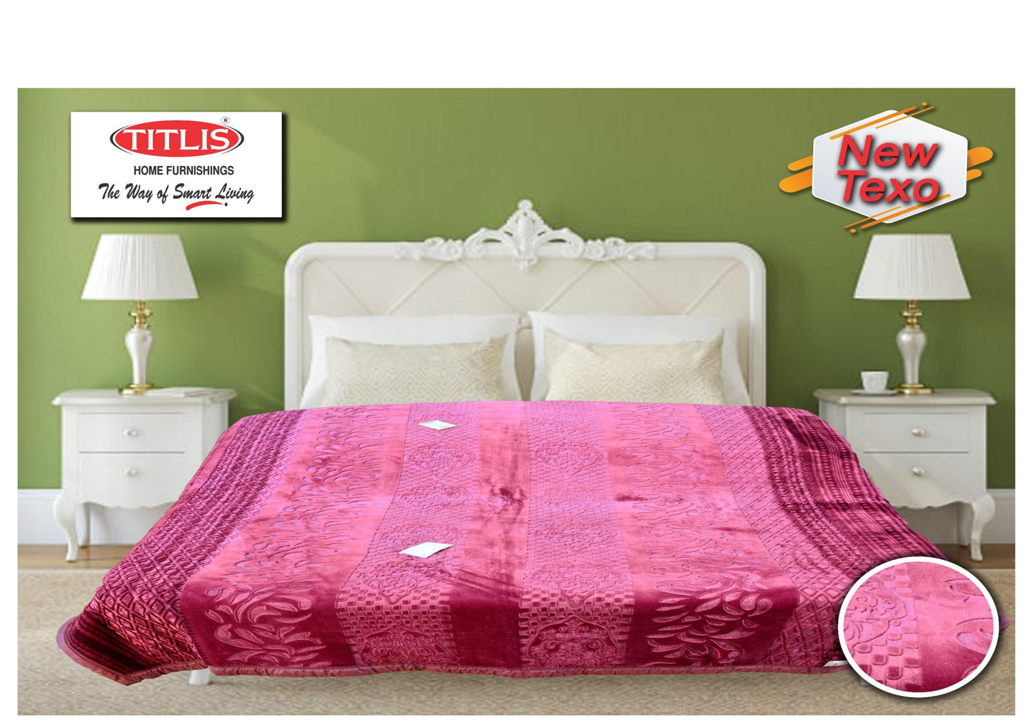 TITLIS Double Bed Blanket - TEXO (2.8 Kg., 1 Ply) - 16 Blankets with PVC Bags (Wholesale Pack Carton)