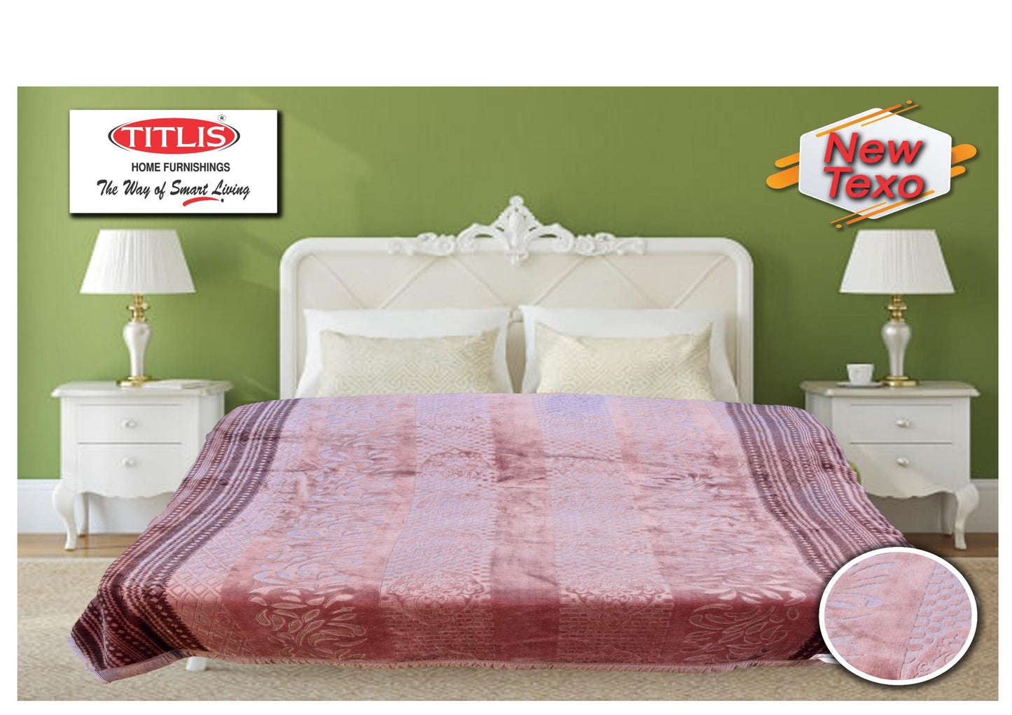TITLIS Double Bed Blanket - TEXO (2.8 Kg., 1 Ply) - 16 Blankets with PVC Bags (Wholesale Pack Carton)