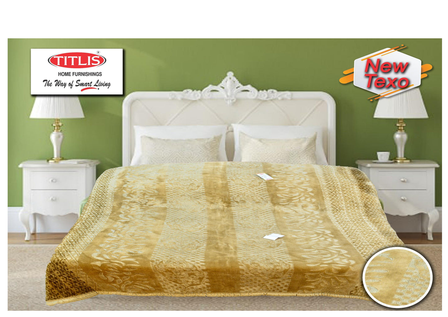 TITLIS Double Bed Blanket - TEXO (2.8 Kg., 1 Ply) - 16 Blankets with PVC Bags (Wholesale Pack Carton)
