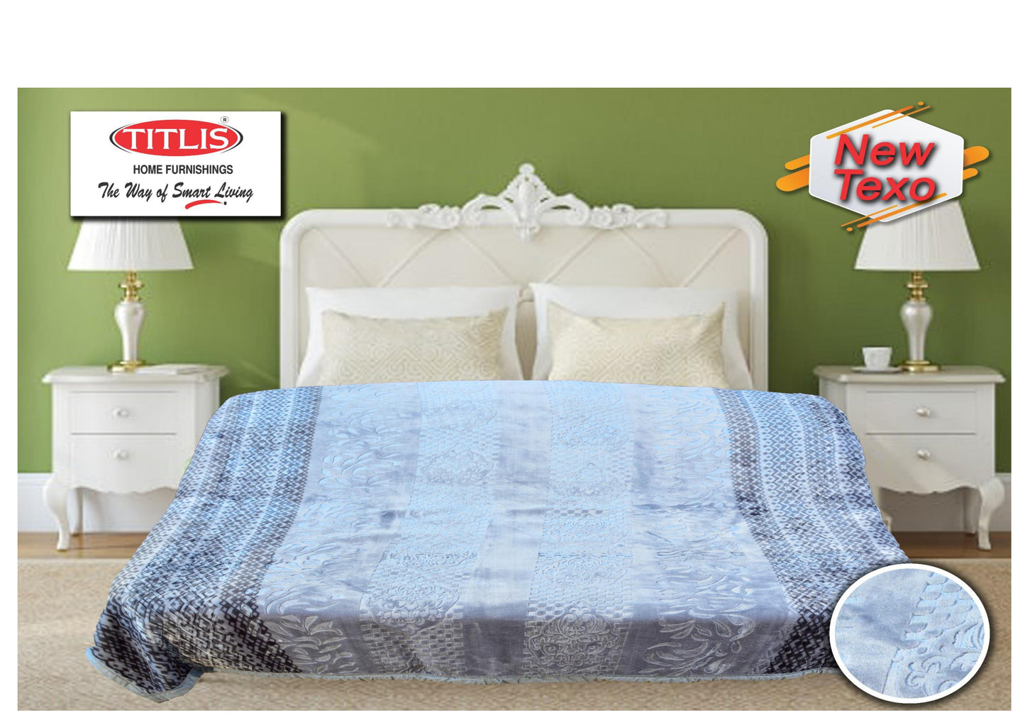 TITLIS Double Bed Blanket - TEXO (2.8 Kg., 1 Ply) - 16 Blankets with PVC Bags (Wholesale Pack Carton)