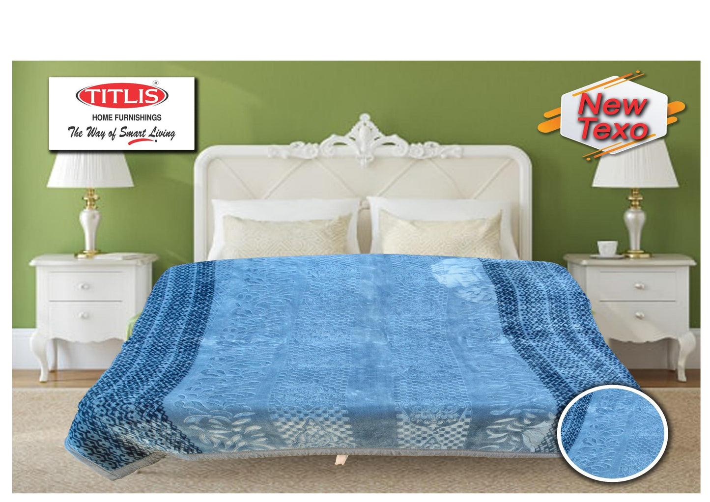 TITLIS Double Bed Blanket - TEXO (2.8 Kg., 1 Ply) - 16 Blankets with PVC Bags (Wholesale Pack Carton)