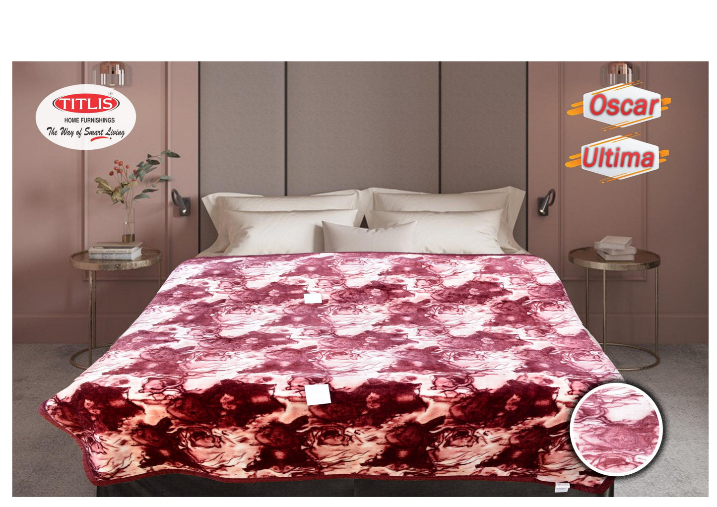 TITLIS Double Bed Blanket - ULTIMA (5.5 Kg., 2 Ply) - 8 Blankets in PVC Packing (Wholesale Pack Carton)