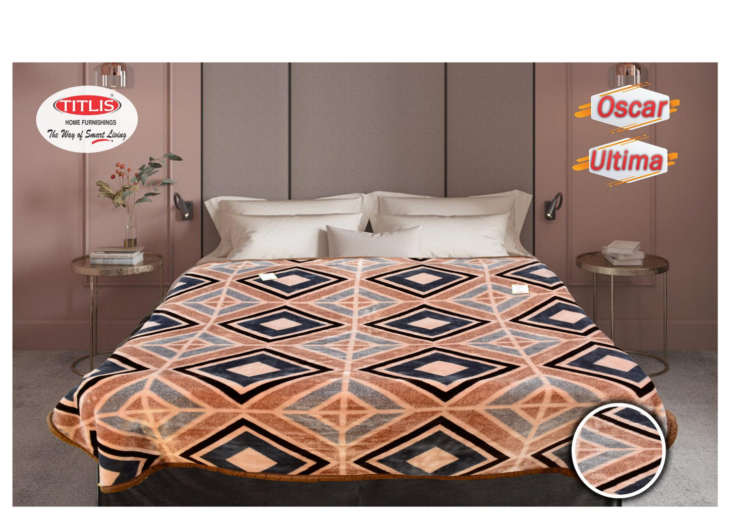 TITLIS Double Bed Blanket - ULTIMA (5.5 Kg., 2 Ply) - 8 Blankets in PVC Packing (Wholesale Pack Carton)