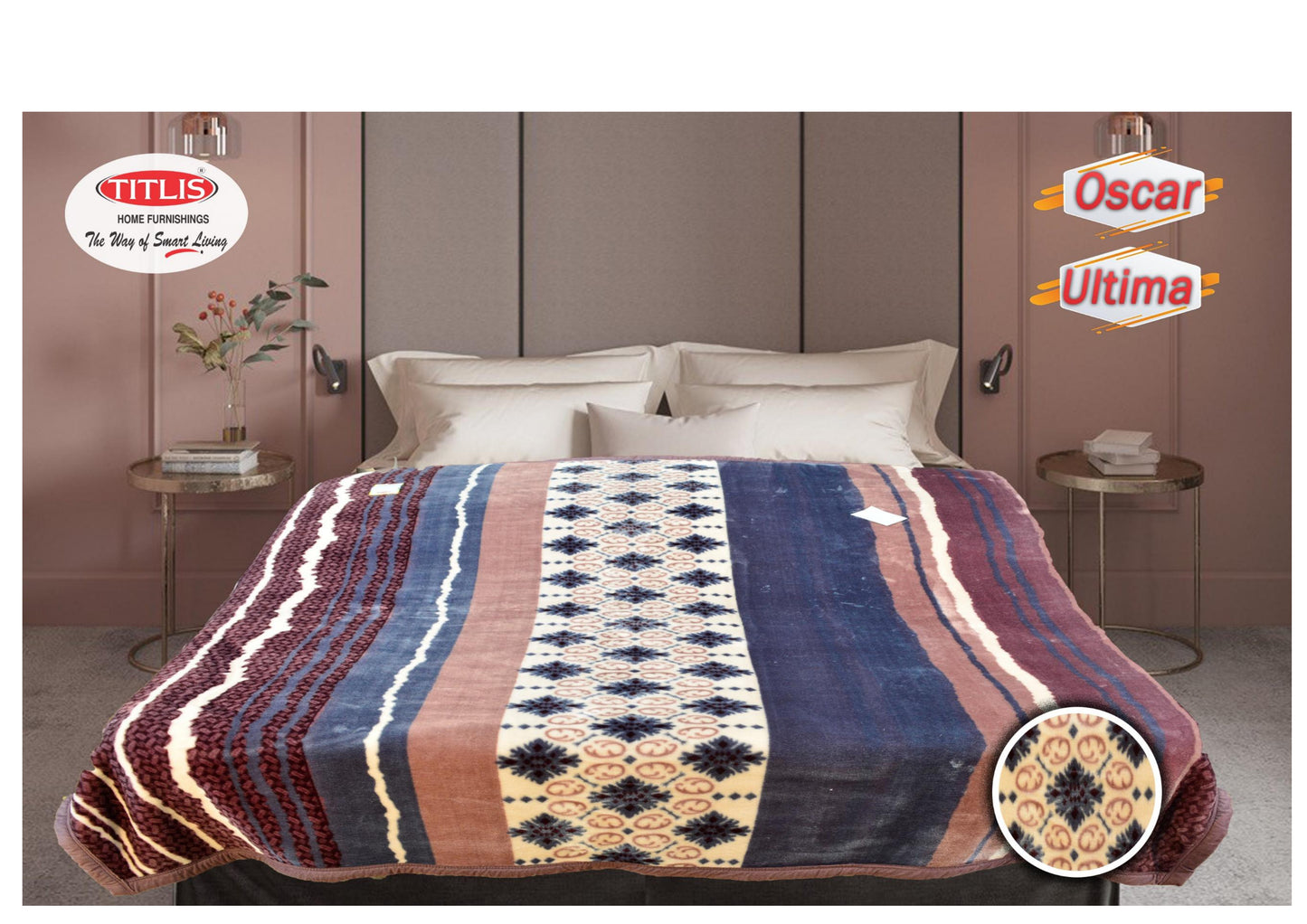 TITLIS Double Bed Blanket - ULTIMA (5.5 Kg., 2 Ply) - 8 Blankets in PVC Packing (Wholesale Pack Carton)