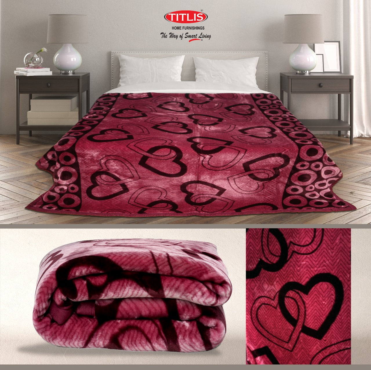 TITLIS Single Bed Blanket - RYDEY (1.8 Kg., 1 Ply) - 20 Blankets with PVC Bags (Wholesale Pack Carton)