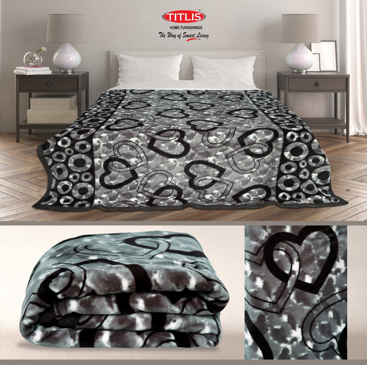 TITLIS Single Bed Blanket - RYDEY (1.8 Kg., 1 Ply) - 20 Blankets with PVC Bags (Wholesale Pack Carton)