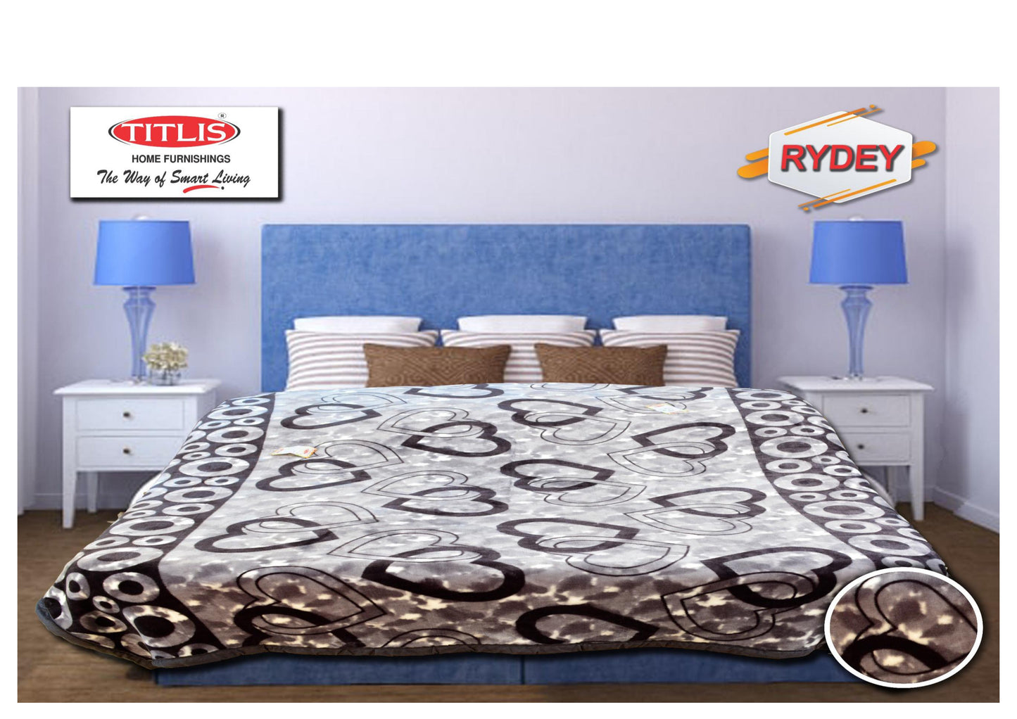 TITLIS Single Bed Blanket - RYDEY (1.8 Kg., 1 Ply) - 20 Blankets with PVC Bags (Wholesale Pack Carton)