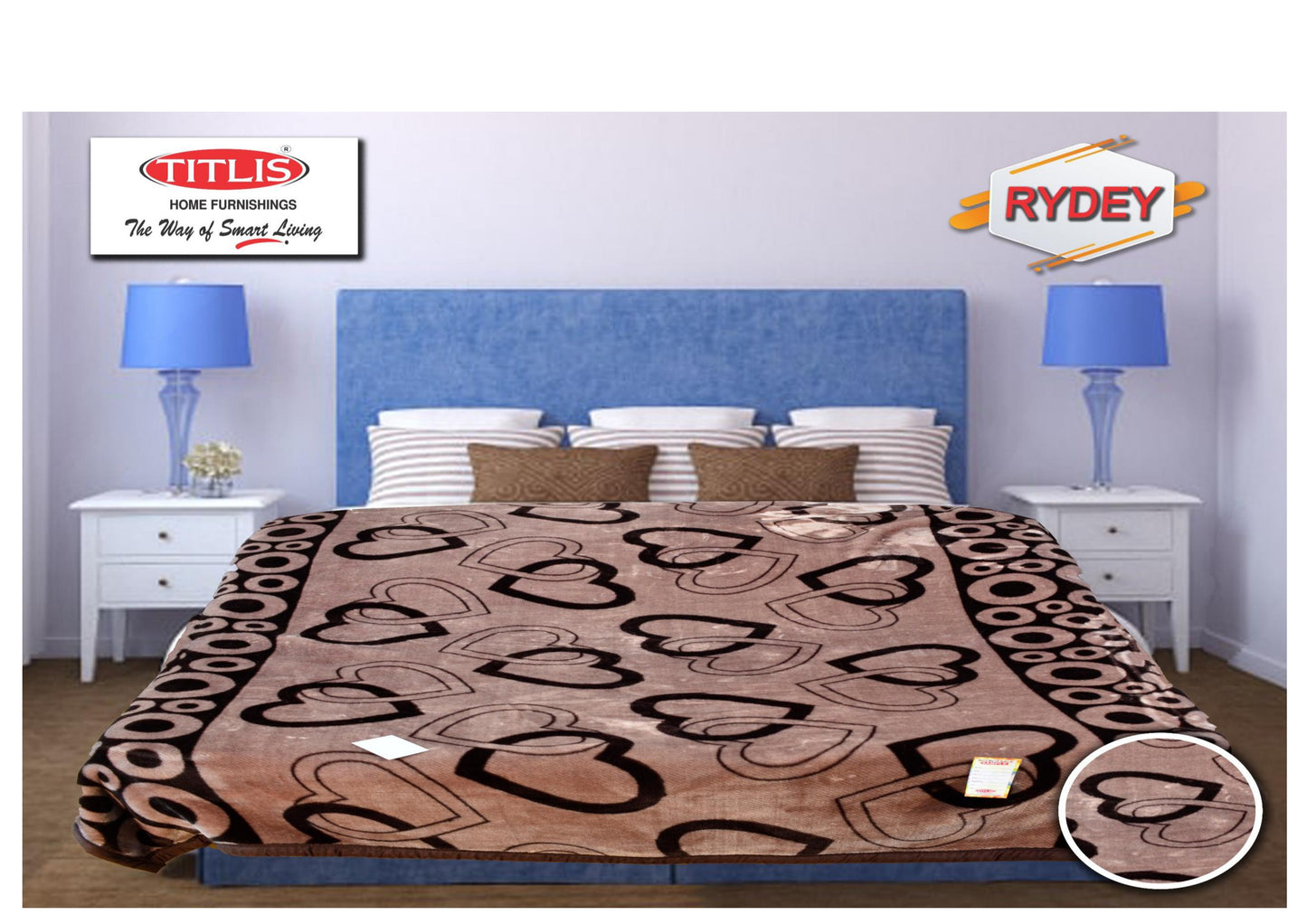 TITLIS Single Bed Blanket - RYDEY (1.8 Kg., 1 Ply) - 20 Blankets with PVC Bags (Wholesale Pack Carton)