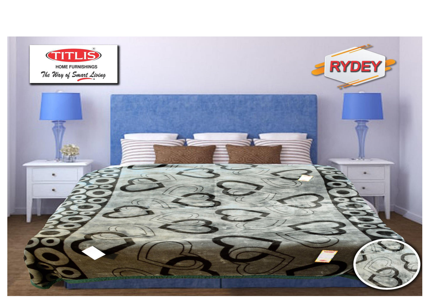 TITLIS Single Bed Blanket - RYDEY (1.8 Kg., 1 Ply) - 20 Blankets with PVC Bags (Wholesale Pack Carton)