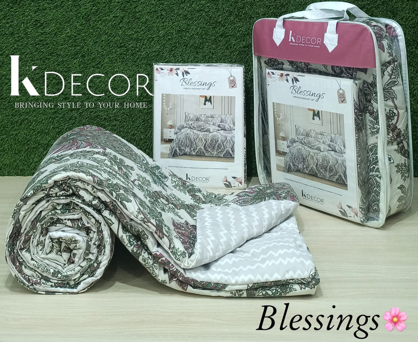 KDECOR 4 Piece Comforter Set - Blessings (Wholesale Pack of 14 Sets of Assorted Designs)