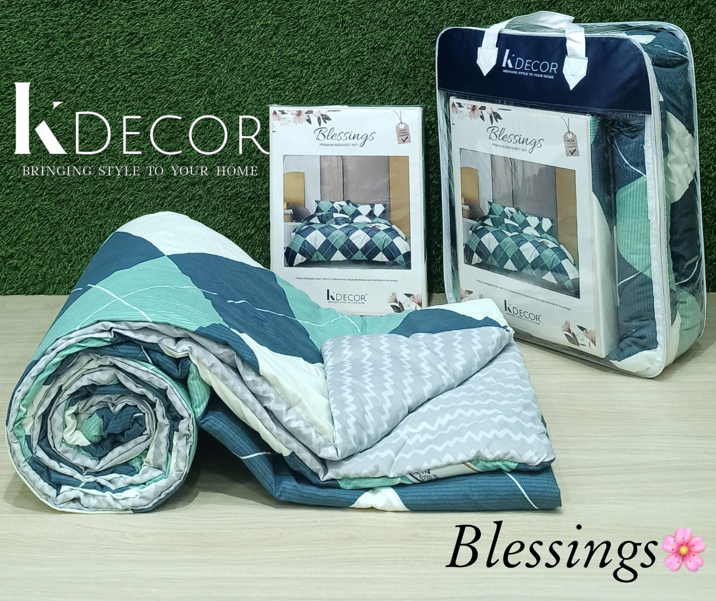 KDECOR 4 Piece Comforter Set - Blessings (Wholesale Pack of 14 Sets of Assorted Designs)