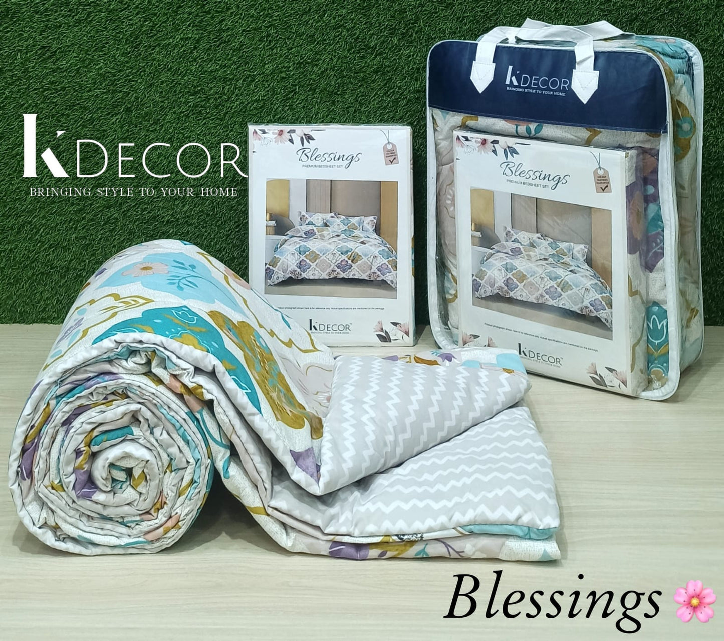 KDECOR 4 Piece Comforter Set - Blessings (Wholesale Pack of 14 Sets of Assorted Designs)